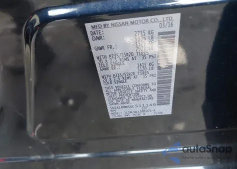 2016 Infiniti Qx60 из США, поврежденный, VIN 5N1AL0MM5GC511149